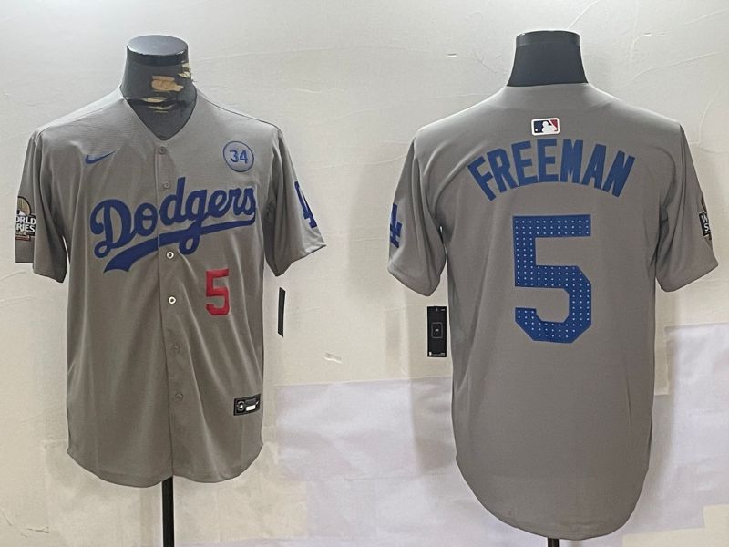 Men Los Angeles Dodgers #5 Freeman Grey Game 2024 Nike MLB Jersey style 11202